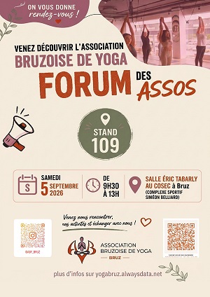 Retrouvez l&rsquo;Association Bruzoise de Yoga au Forum des Associations de Bruz, Samedi 5 Sept 2026!